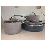 Collection of Martha Stewart EcoCook Cookware…..(2) lidded 3qt. sauce pans, (1) 10” skillet and (1) lidded 12” skillet
