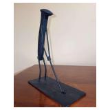 Whimsical handcrafted golfer made from railroad spike and other metals - mounted on a steel plate…..10” tall