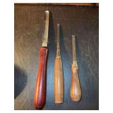 (3) vintage lathe chisels