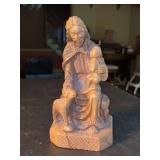 Hand Carved Olive Wood Sculpture - Jesus, Child & Lamb - Jerusalem - 8” tall