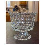 Indiana Glass American Whitehall Pedestal Clear Cube Glass Compote - 6”D x 5-1/2” tall