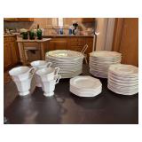 (52) pieces of vintage Independence White ironstone octagon-shaped dinnerware produced by Castleton China, Inc. - Made in Japan…..there is chipping