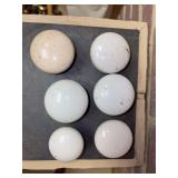 Grouping of (6) various size white porcelain doorknobs