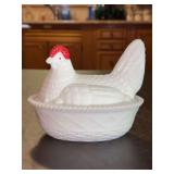 Vintage Westmoreland milk glass "hen on nest" covered dish…..5-1/2 x 4-1/4 x 4-1/2” tall