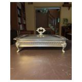 Oblong silverplate lidded chafing dish with Marinex clear glass insert