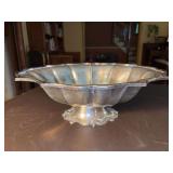 Dept. 56 silverplate pedestal centerpiece bowl - 14-1/4 x 11-3/4 x 5” tall - needs polished