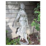 Solid concrete Lady with Grapes garden statue - approx. 58” tall - MUST BRING HELP AND LOADING EQUIPMENT FOR REMOVAL