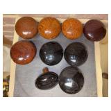 Grouping of (9) various color and size porcelain doorknobs