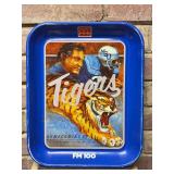 Vintage metal advertising tray featuring the Memphis State Tigers Homecoming 86 with All-Time Results on back from 1926 thru 1985