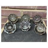 Set of (6) Vintage 8-Point Crystal Glass Victorian Single Door Knobs