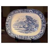 Vintage Delft Blue & White Meat Platter - 18-1/2 x 14 - has wire in the back to use as wall decor
