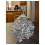 Beautiful vintage footed crystal lidded candy dish - 9” tall
