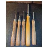 (5) vintage lathe chisels - none are marked