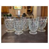 Set of (5) Indiana Glass Company Whitehall pattern clear footed juice glasses…..2 are 3-3/4” tall and 3 are 4-1/2” tall