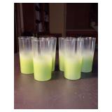 Set of (6) Vintage West Virginia Glass Blendo ombre green frosted tumbler…..5-1/2” tall