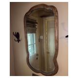 Vintage oak framed beveled mirror - 20-3/4 x 38-1/2