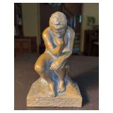 ESCO Reproduction “THE THINKER” Ceramic Bookend Sculpture influenced by French artist August Rodin…..5-5/8”w x 9” tall