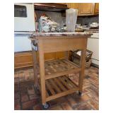 Rolling utility cart with granite top and built-in electric blender and accessories….26 x 20 x 33-1/2 tall…..not tested