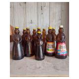 Collection of (9) Mrs. Butterworth jars - all need cleaned from being in garage - some with metal lids, some plastic
