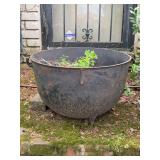 Footed cast iron cauldron - 19-3/4”D x 13” tall