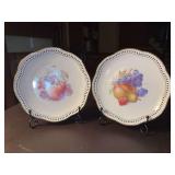 Pair of Schumann Arzberg Germany Reticulated Scalloped Edge Gold Trim 7' Dessert Plates