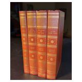 (4) hardback books featuring leather binding, gold foil stamping, ribbon bookmark and gilt edge - all have slight damage in spine area