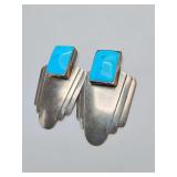 Vintage Native American Navajo sterling silver and turquoise earrings. Weigh 16 grams. Need backs.