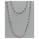 Two-layer silver pearl chain necklace, apprx. 15" long.