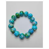 Rain Flower Jasper Stretchy Bracelet. Blues, Greens and Pink.