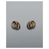 Vintage gold-plated Love Knot stud earrings, featuring two interlocking circles. Need backs.