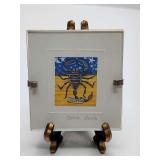 Rare Vintage Sharon Jervis miniature Horoscope Print Scorpio Watercolor Art