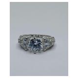 Vintage Silver Rhinestone Avon Ring. Large center stone flanked by two smaller triangular side stones. Size 8.