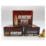 Three FORT SCOTT 9MM Luger TUI 115gr 20RD Solid Copper Ammo / 7 583817215302
