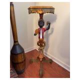 Very nice vintage handpainted Venetian Blackamoor pedestal table - 13”D x 37” tall