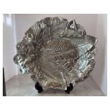 Vintage Fitz & Floyd pewter leaf-shaped platter - 17-1/4 x 14-3/4
