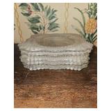 Set of (5) square English Hobnail Clear (Round Base) salad plates