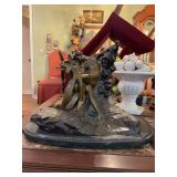 Bronze Rodin Reproduction “The Eternal Spring” statue on marble base - base has a crack on one end and one screw is missing so statue is not solidly attached