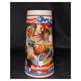 NIB Budweiser Sports Action Series “Play Ball” Baseball Stein - with COA - 8” tall