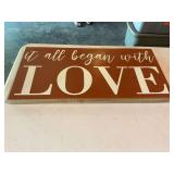 Wooden love sign 32” x 15 1/2”