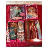 Five collectible vintage Barbies