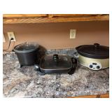 Two crockpots and an electric skillet
