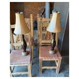 Two black and brown lamps with leather lampshades 10 inches with shade by 29 inches