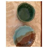 Two pottery bowls, 4 3/4 inches and 6 1/2 inches