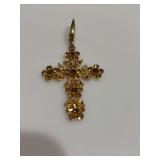 Gold rhinestone cross pendant