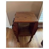 Solid oak table with magazine holder on each side 12” x 24” x 24”