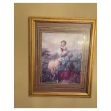 Gold frame, sheep and girl portrait 25 1/2“ x 31 1/2“