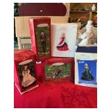 Five collectible vintage Barbie ornaments