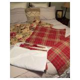 Queen size duvet cover with two euros sham covers, and one pillow cover with a bed skirt