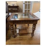 Beveled glass top end table matches lot number 18 28” x 28” x 23 1/2”