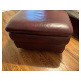 Burgundy leather ottoman 29” x 22” x 18”